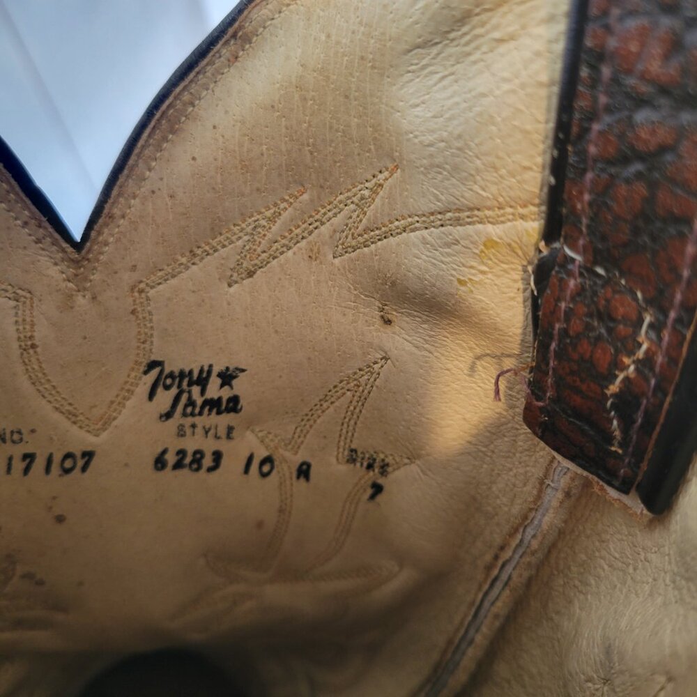 Vintage Tony Lama 6283 Brown Caribou Western Cowboy Boots. Men’s 10 R, El Paso, - Picture 7 of 12